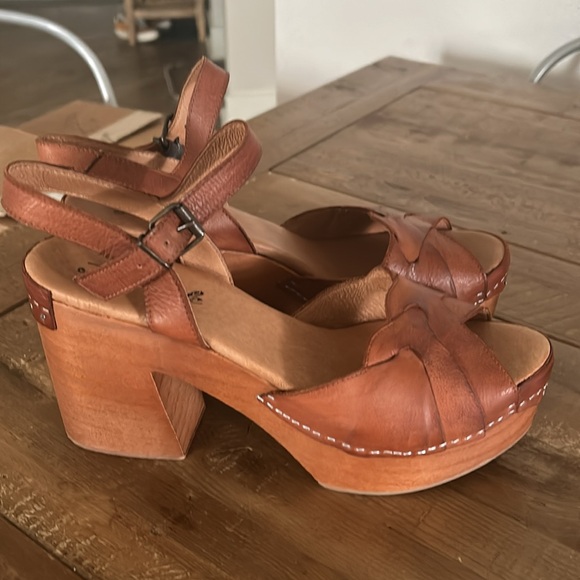 NWOT Free People Orion Woven Leather Platform Sandals Heels - Picture 6 of 9